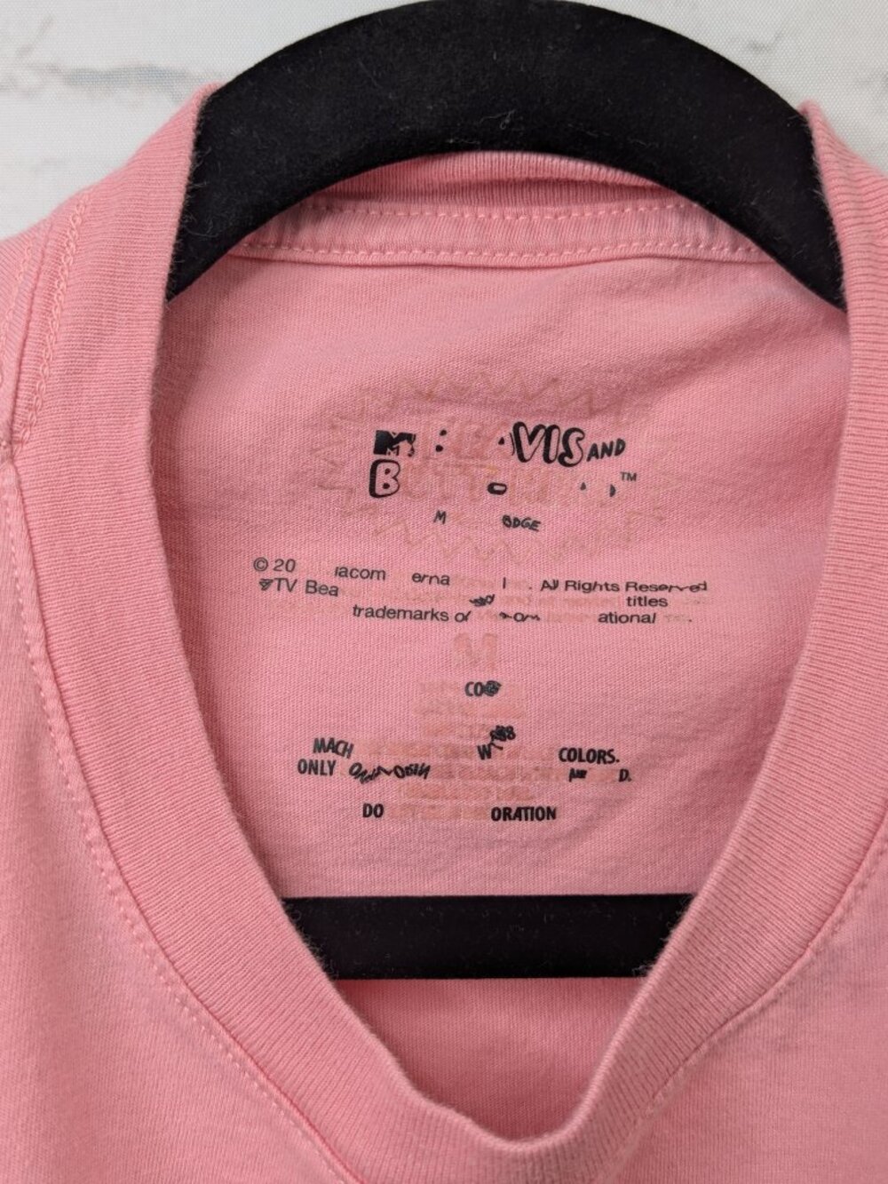 Beavis And Butt-Head M Pink Graphic T-Shirt MTV Mike Judge Retro Style Tee - Picture 4 of 6